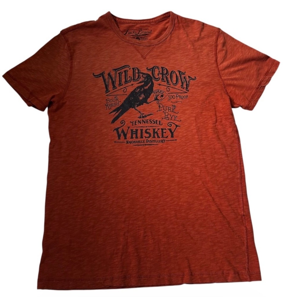 Lucky Brand Mens Wild Crow Tennessee Whiskey Graphic TShirt Orange Medium | 0148